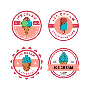 Düz dondurma koleksiyonu şablon tasarımı