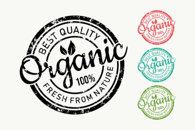 Organic 100%  product stamp emblem ilustration clipart