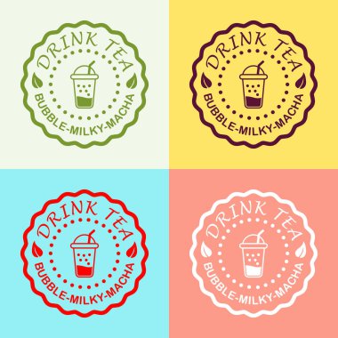 Boba logosu tasarımı balonlu çay şablonu