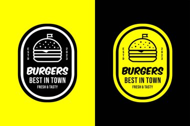 Burger logo şablonu koleksiyonu taze ve lezzetli