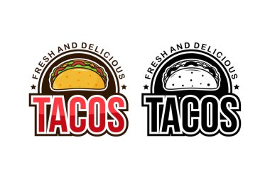 Taco dükkanı taze ve lezzetli logo koleksiyonu şablonu