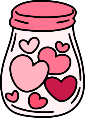 Sevgililer Günü sevimli el çizimleri, dekoratif kartlar için sevimli çizimler.