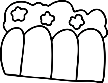 Şirin çizgi film, bahçe, bahar, ağaçlar, çiçekler, bahçe, illüstrasyon, el çizimi