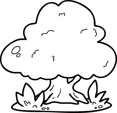 Şirin çizgi film, bahçe, bahar, ağaçlar, çiçekler, bahçe, illüstrasyon, el çizimi