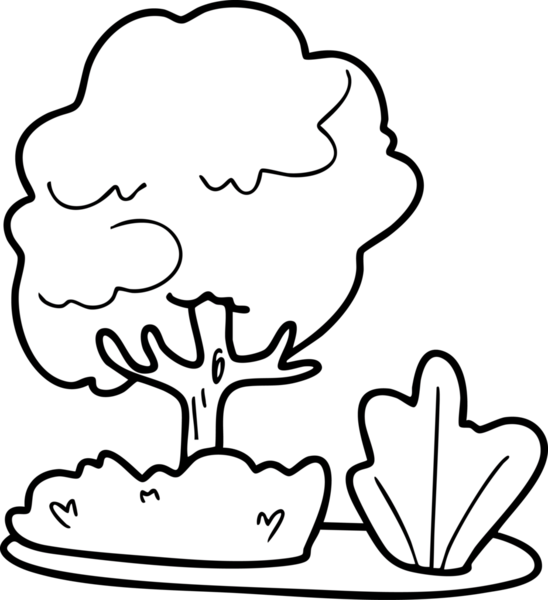 Şirin çizgi film, bahçe, bahar, ağaçlar, çiçekler, bahçe, illüstrasyon, el çizimi