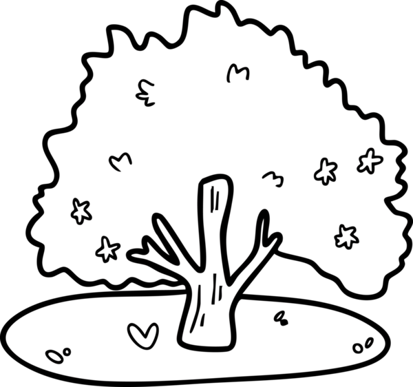 Şirin çizgi film, bahçe, bahar, ağaçlar, çiçekler, bahçe, illüstrasyon, el çizimi