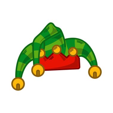 Çizgi film yeşil Elf şapkası çizimi. EPS 10 vektörü