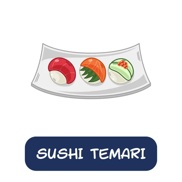 Dibujos Animados Sushi Temari Vector Comida Japonesa Aislado Sobre Fondo — Vector de stock