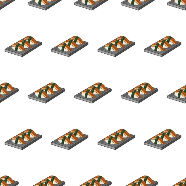 Tecknad Sushi Japansk Mat Sömlös Mönster Färgglada Bakgrund — Stock vektor