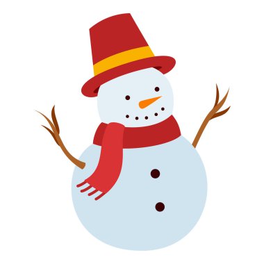 Düz Kardan Adam Karakteri. Noel etkinliği. Vektör İllüstrasyonu