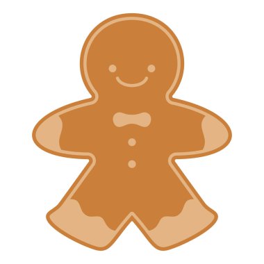 Düz Zencefilli Adam Karakteri. Noel etkinliği. Vektör İllüstrasyonu