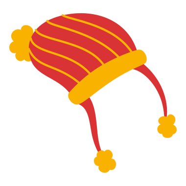 Düz Kış Fasulyesi Elemanı. Noel etkinliği. Vektör İllüstrasyonu