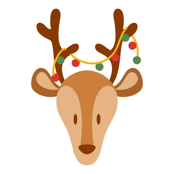 Flat Santa Reindeer Head Character Evento Navidad Ilustración Vectorial — Vector de stock