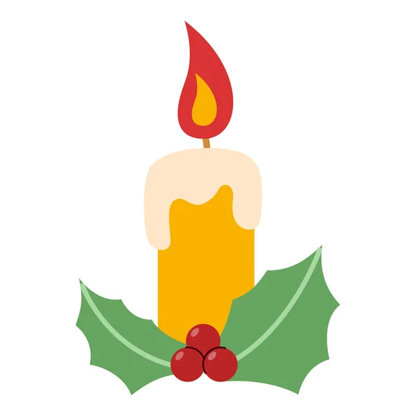 Flat Christmas Candle Element Christmas Event Vector Illustration — Stock Vector