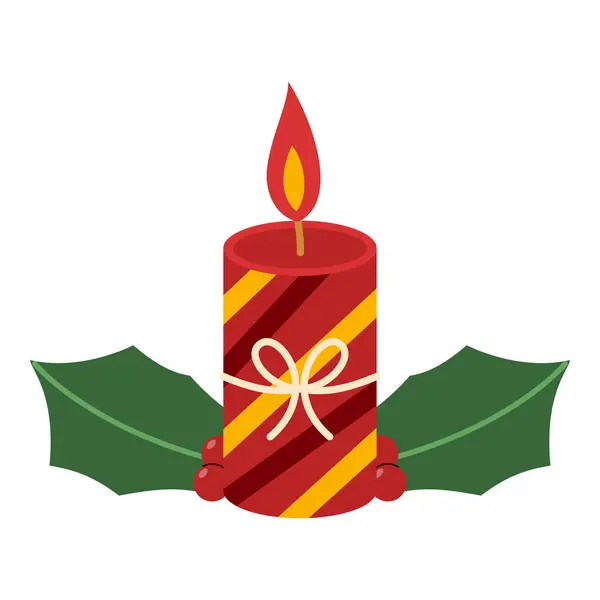 Flat Christmas Candle Element Kerstfeest Vector Illustratie — Stockvector