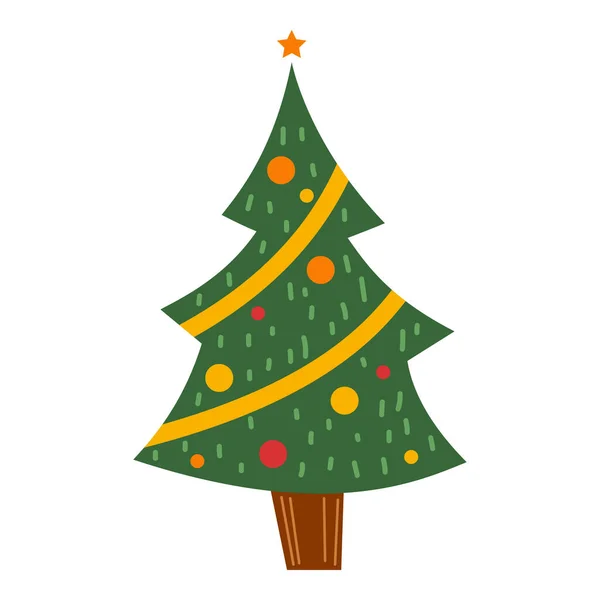 Flat Christmas Tree Element Kerstfeest Vector Illustratie — Stockvector