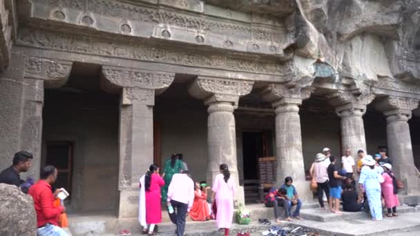 Ajanta Maharashtra India June 2022 Tourists Visiting Seeing Ajanta Caves — Stock Video