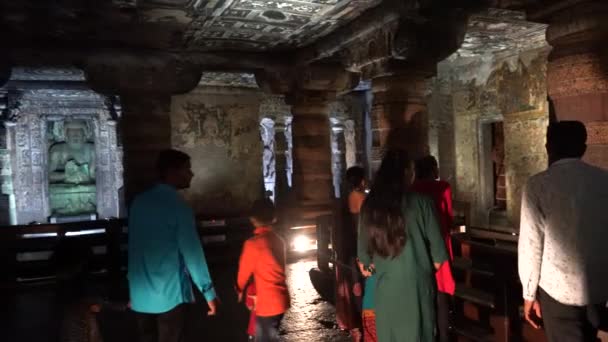 Ajanta Maharashtra India Червня 2022 Туристи Які Відвідують Бачать Печери — стокове відео