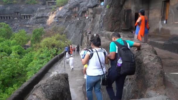 Ajanta Maharashtra India Junio 2022 Los Turistas Que Visitan Ven — Vídeo de stock