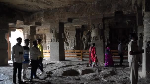 Aurangabad Maharashtra Indien Juni 2022 Interiör Syn Ellora Grotta Komplex — Stockvideo