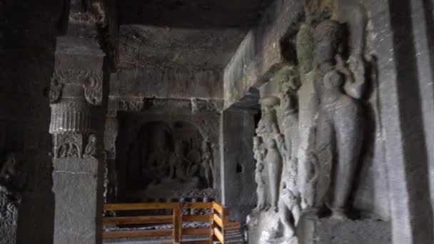 Aurangabad Maharashtra India Juni 2022 Interieurweergave Van Het Ellora Grottencomplex — Stockvideo