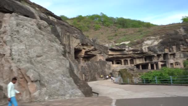 Aurangabad Maharashtra India June 2022 Details Ancient Architecture Cave Complex — 비디오