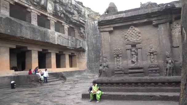 Aurangabad Maharashtra Ινδία Ιουνίου 2022 Αρχαία Πετροκομμένη Αρχιτεκτονική Συγκρότημα Σπηλαίων — Αρχείο Βίντεο