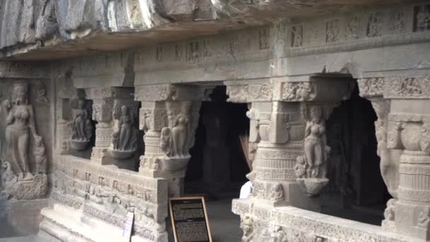 Аурангабад Махараштра Индия Июня 2022 Года Детали Древней Архитектуры Пещерном — стоковое видео