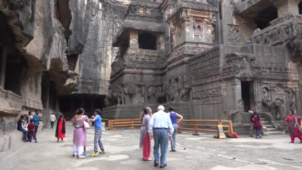 Aurangabad Maharashtra India Juni 2022 Oud Grottencomplex Gebouwd Basaltkliffen Rotsachtige — Stockvideo