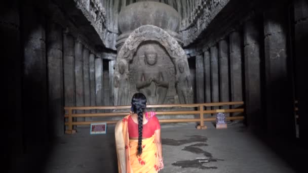 Aurangabad Maharashtra Indie Czerwca 2022 Kompleks Jaskiń Ellora Zabytkami Religijnymi — Wideo stockowe