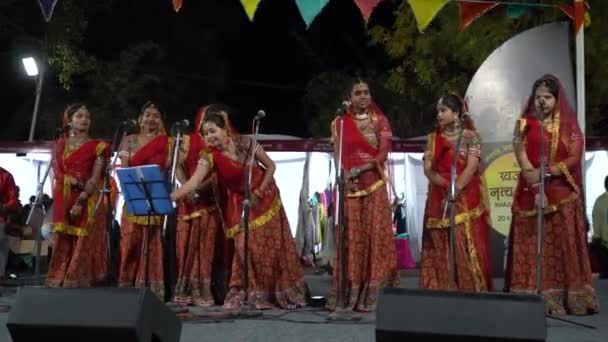 Khajuraho India Februar 2022 Traditionelle Kvinder Udfører Folkesang Khajuraho Dance – Stock-video