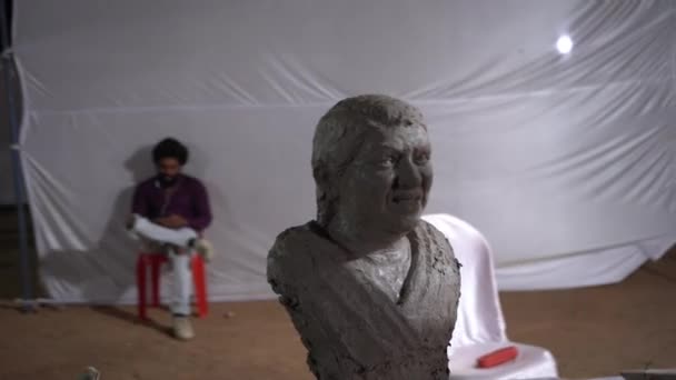 Khajuraho Inde Février 2022 Artiste Faisant Portrait Dans Rue Pendant — Video