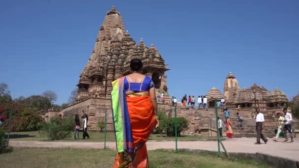 Khajuraho Madhya Pradesh India Marzo 2022 Visita Turística Paseos Por — Vídeos de Stock