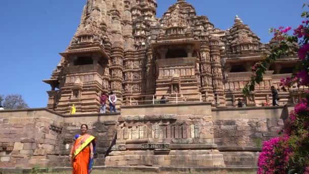 Khajuraho Madhya Pradesh India Marca 2022 Wizyta Turystyczna Spacery Świątyni — Wideo stockowe