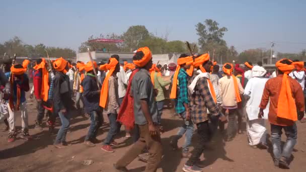 Alirajpur Madhya Pradesh India March 2022 Tribal People Gathered Bhagoria — Stock Video