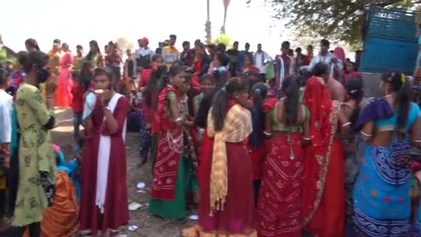 Alirajpur Madhya Pradesh India Mars 2022 Tribal Människor Samlades Bhagoria — Stockvideo