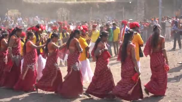 Alirajpur Madhya Pradesh India March 2022 Oamenii Tribului Adunat Timpul — Videoclip de stoc