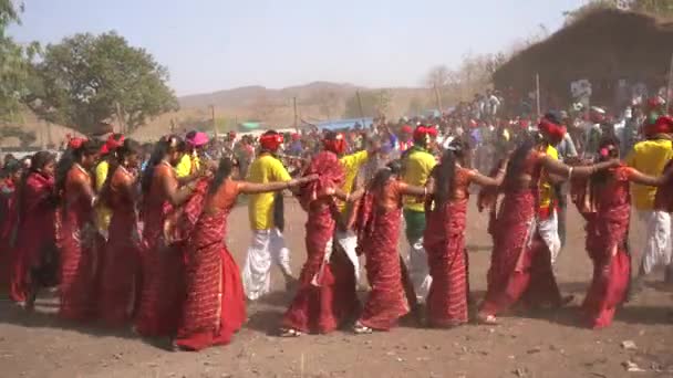 Alirajpur Madhya Pradesh Índia Março 2022 Tribal People Gathered Bhagoria — Vídeo de Stock