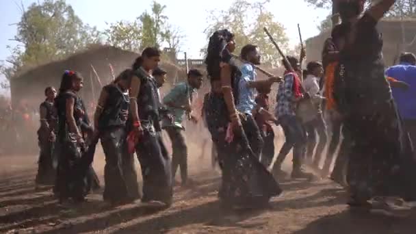 Alirajpur Madhya Pradesh India March 2022 Kmenoví Lidé Shromáždili Během — Stock video