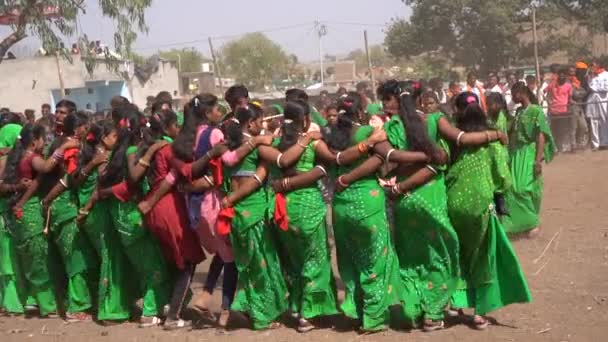 Alirajpur Madhya Pradesh India March 2022 Orang Orang Suku Berkumpul — Stok Video