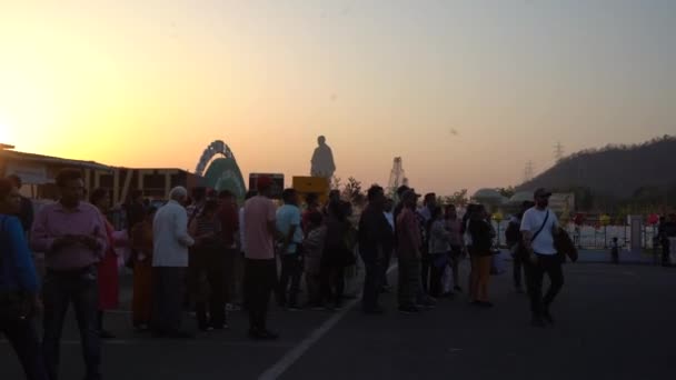 Narmada Gujarat India Marzo 2022 Turistas Visitando Estatua Unidad Estatua — Vídeo de stock