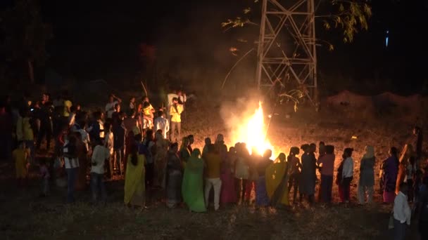 Narmada Gujarat India Mars 2022 Folk Firar Ritual Holika Dahan — Stockvideo