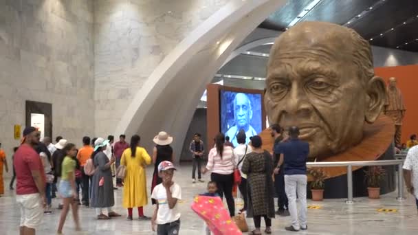 Narmada Gujarat India Marzo 2022 Turistas Museo Galería Dentro Estatua — Vídeos de Stock