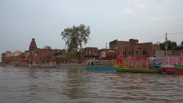 Vrindavan India September 2022 Yamuna River View Boat Day Vrindavan — Stock Video