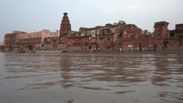 Vrindavan India Eylül 2022 Vrindavan Krishna Tapınağı Vrindavan Daki Yamuna — Stok video