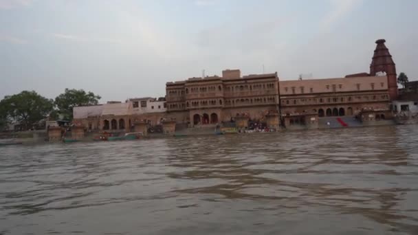 Vrindavan India September 2022 Pemandangan Sungai Yamuna Dari Perahu Pada — Stok Video