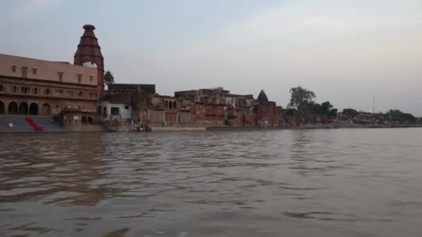 Vrindavan Indie Září 2022 Pohled Řeku Jamunu Lodi Dne Vrindavanu — Stock video