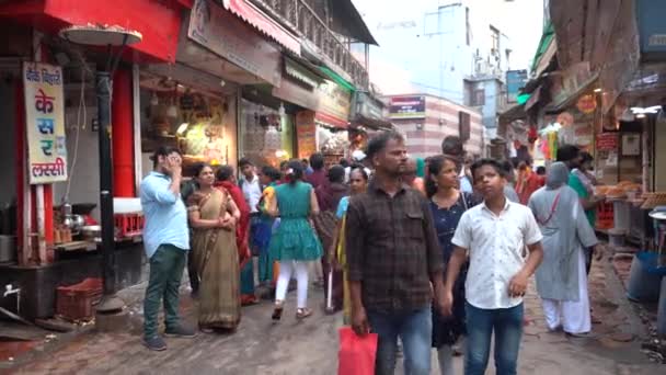 Vrindavan India Septiembre 2022 Mercado Local Vendedores Devotos Las Calles — Vídeos de Stock