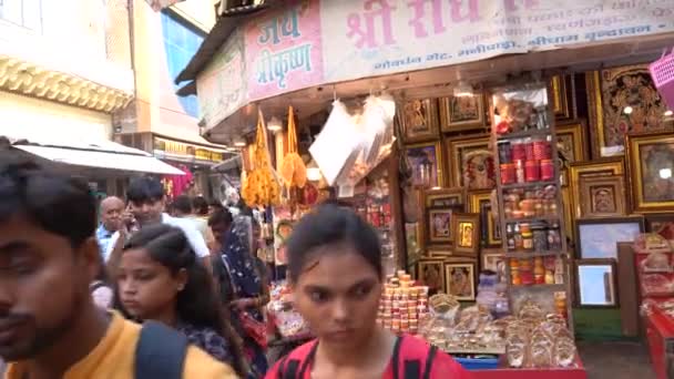 Vrindavan India Вересня 2022 Року Місцевий Ринок Постачальники Представники Вулицях — стокове відео