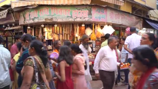 Vrindavan India 2022 Szeptember Helyi Piac Beszállítók Bhakták Vrindavani Piac — Stock videók